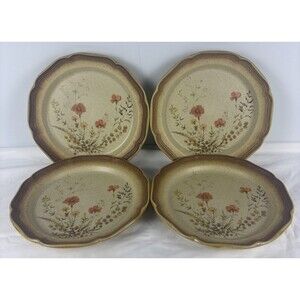 Mikasa Whole Wheat Jardiniere E8016 Dinner Plates Set of 4 Japan 11" Vintage